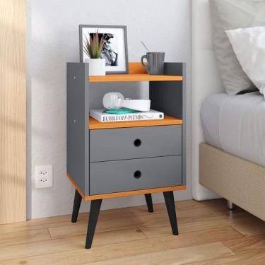 Imagem de Mesa de Cabeceira Moderna Mesinha Canto Quarto Apoio Cama 2 Gavetas e 