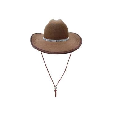 Imagem de Chapeu Cowboy Com Strass Marrom Menina Cowgirl Country - Fantasia Bras