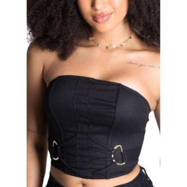 Imagem de CROPPED TOMARA QUE CAIA - PRETO M-Feminino