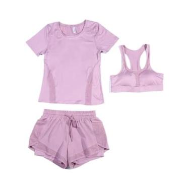 Imagem de Conjunto De Yoga Feminino De Secagem Rápida Com Top, Shorts E Sutiã Es