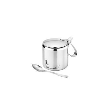 Imagem de Açucareiro de Inox e Colher Porta Açucar 300gr Cafeteria Bar - JAMES.F