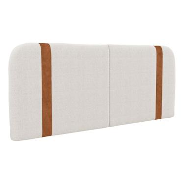 Imagem de Cabeceira Painel Orgânico Cama Box Casal Padrão Flay 140cm Dobrável Bouclé Off White - Abmaza