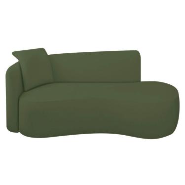 Imagem de Divã Recamier Suíça Curvo Sala Recepção 180cm Lado Direito Linho Verde