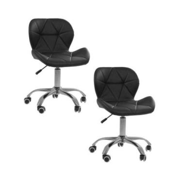Imagem de Kit 02 Cadeiras Office Eiffel Slim Ajustável Oficial Kit 2 Preto - Ofi