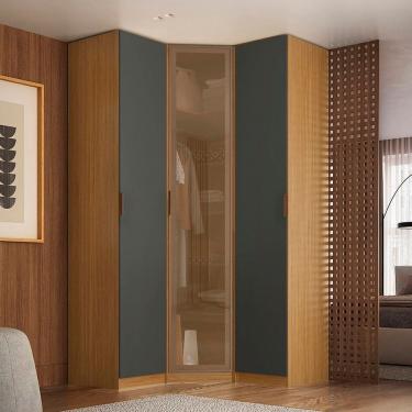 Imagem de Guarda Roupa de Canto Obliquo Reflecta 3 Portas Mdf Altezza Freijó/Titânio