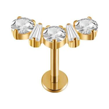 Imagem de Brinco De Titânio Com Zircônia Cúbica E Rosca Interna Para Labret, Tra