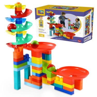 Imagem de Torre Rola Bola Blocos De Montar Brinquedo Infantil Didatico - Dismat,