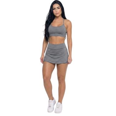 Imagem de Conjunto Top Alça Fina E Short Saia Vekyo Roupa Para Academia Treino Moda Fitness Musculação-Feminino