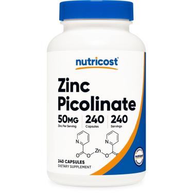 Imagem de Suplemento Nutricost Picolinato De Zinco 50 Mg 240 Cápsulas-Unissex