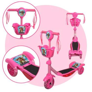 Imagem de Patinete Infantil Rosa Princesa 3 Rodas Com Luz Led E Som - Toys 2U