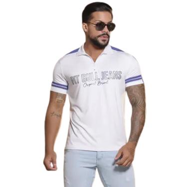 Imagem de Camiseta Gola Polo Masculina Branca Em Malha Pit Bull 86190-Masculino