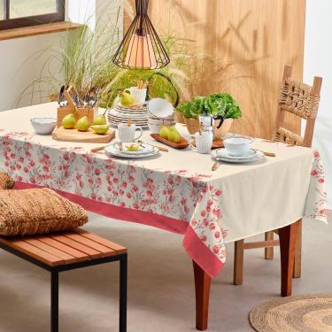 Imagem de Toalha de Mesa Retangular Mesa Basic 55% Algodão 45% Poliéster 1,40M X 2,10M 1 Peça Cerejeira Vermelho Teka