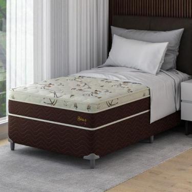 Imagem de Cama Box Solteiro King com Colchão Hórus (63x108x198) Bege e Marrom - 