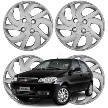 Imagem de Jogo Calota Aro 14 Fiat Palio Fire 2015-2016 Cubo Baixo Prata - Grid C