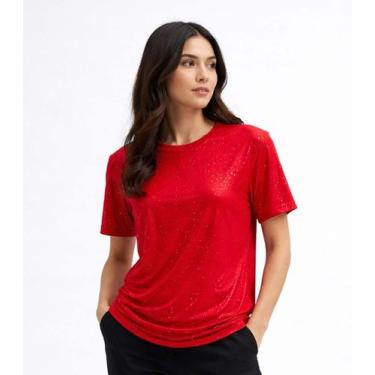 Imagem de Camiseta Feminina Básica Infinita Cor Vermelho, P, Vermelho