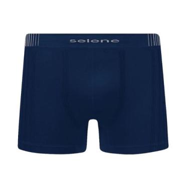 Imagem de Cueca Boxer Masculina Plus Size Sem Costura Boxer Selene, X3, Marinho