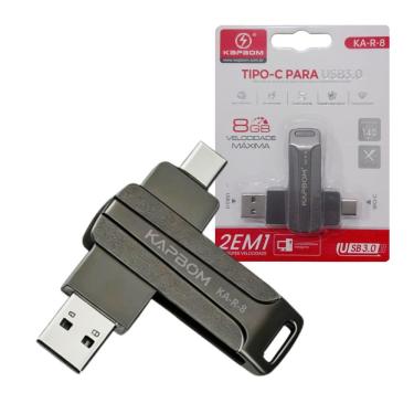 Imagem de Pendrive 8GB KA-R-8 Unidade Flash Tipo-C para USB 3.0 com Dupla Interface e Tecnologia...