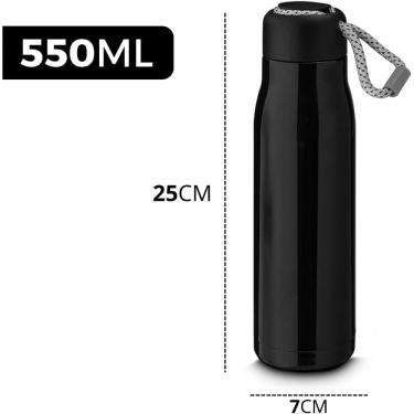 Imagem de Garrafa Térmica Inox 550ML com Isolamento a Vácuo Tampa Rosqueável Vedação em Silicone...