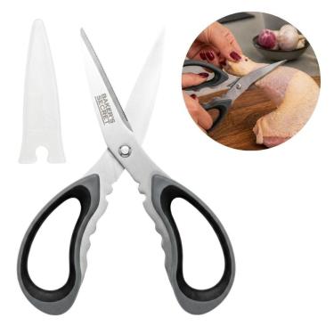 Imagem de Tesoura Multifuncional Trinchante para Peixe Frango Carne e Ervas em Aço Inoxidável com Capa Protetora Cinza Baker