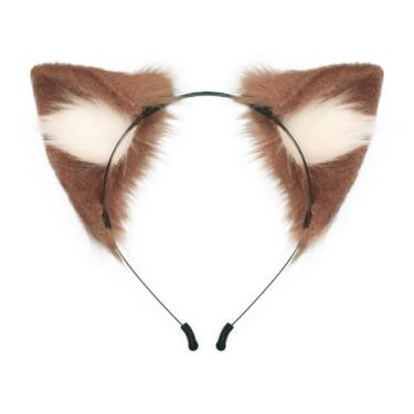 Imagem de Bandana QinRuan Cat Fox, pele sintética, orelhas, Halloween, cosplay