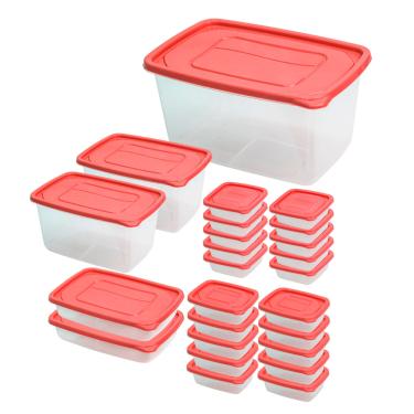 Imagem de Conjunto de Potes São Bernardo Multiclick em Plástico Quadrado com 25 Peças - Item Sortido