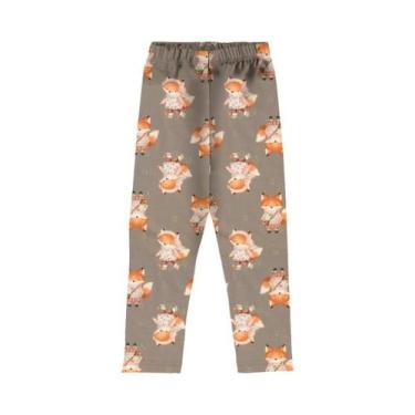 Imagem de Calça Legging Infantil Menina Estampada Raposa Rovitex, Marrom, 10