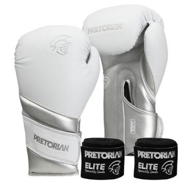 Imagem de Kit Luva De Boxe E Muay Thai + Bandagem Pretorian Elite, 12oz, Cinza