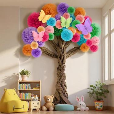 Imagem de Árvore Decorativa 3D de Papelão Pasimy com Pompons