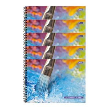Imagem de Kit 5 Caderno de Desenho Milimetrado com 60 folhas Foroni Cartografia 