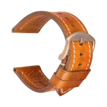 Imagem de Pulseira De Relógio Em Couro Genuíno Feita À Mão Com Fecho Borboleta P
