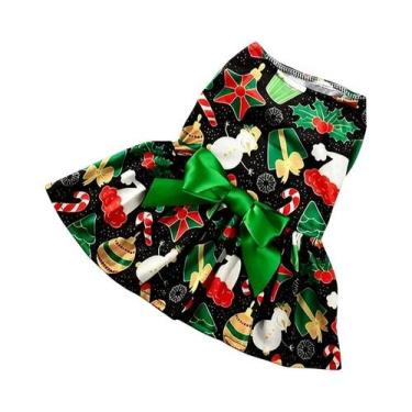 Imagem de Vestido Festivo De Natal Para Cães Com Laço, Saia Leve Para Cães De Pe