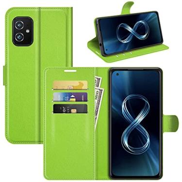 Imagem de Capa Capinha Carteira Asus Zenfone 8 com Tela de 5.9" polegadas Case em Couro - Proteção Premium (Verde)