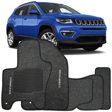 Imagem de Jogo de Tapete Automotivo Carpete Jeep Compass 2016 à 2018 Soft Logo Bordado Grafite 5 Peças