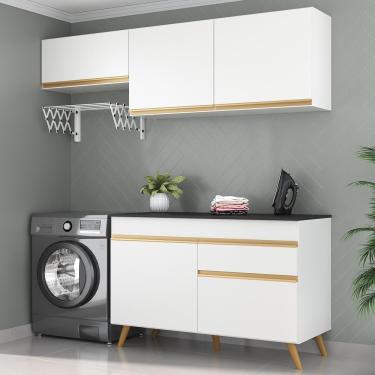 Imagem de Conjunto Lavanderia Multiuso Armário e Balcão Multimóveis MP5019 Branco