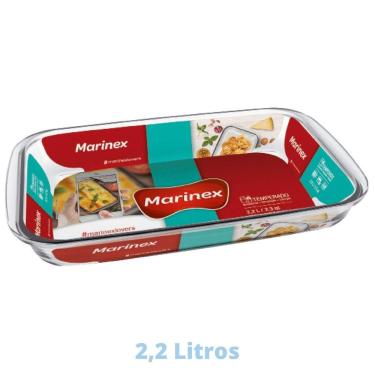 Imagem de Assadeira Travessa 2,2L Retangular Vidro Doces Torta Marinex