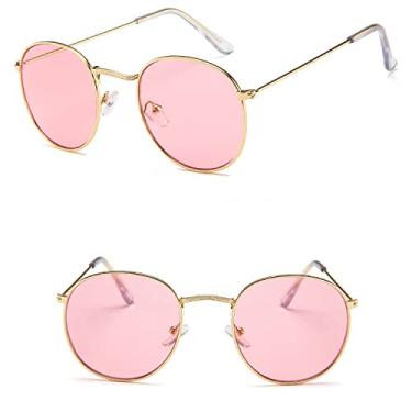 Imagem de Óculos de sol de luxo vintage espelho feminino/homem clássico redondo ao ar livre óculos de sol UV400 Óculos de Sol Gafas,C7,liga