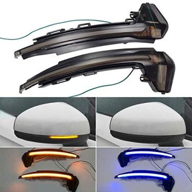Imagem de Espelho lateral dinâmico LED sequencial sequencial sequencial luzes piscantes indicador para Audi A1 8X 2011 2012 2013 2014 2015 2016 2017 (azul + amarelo)