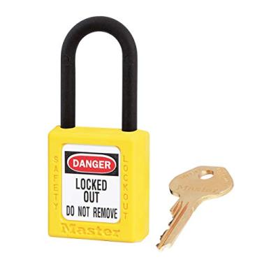 Imagem de Master Lock 406YLW Cadeado de consignação de termoplástico dielétrico 406, amarelo, 9,5 cm x 4,2 cm x 2,1 cm
