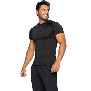 Imagem de Camisa Bravaa Store Térmica Curta Masculina Segunda Pele Proteção Uv 50+ Compressão 038 (M, PRETO)
