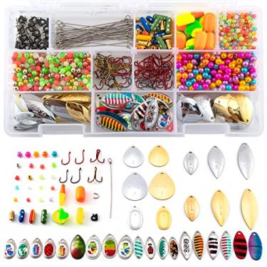 Imagem de Dr.Fish 1410 peças kit giratório para fabricação com caixa de equipamentos Walleye Rig isca suprimentos para fabricação de iscas lâminas giratórias corpos de isca flutuadores spinnerbait eixos materiais de pesca de robalo de água doce