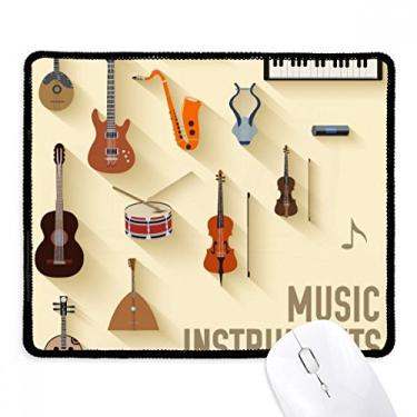 Imagem de Mouse pad com estampa de combinação de instrumentos musicais, borda costurada, tapete de borracha para jogos