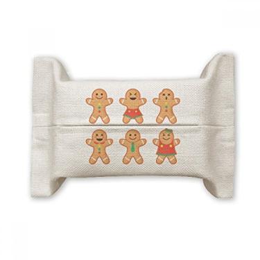 Imagem de Biscoito de gengibre masculino com suporte de cobertura de papel para lenços faciais de Natal e saco de linho de algodão