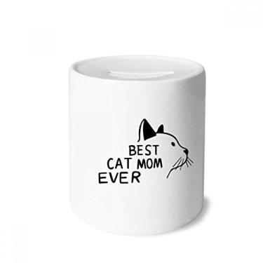 Imagem de Best Cat Mom Ever Citação DIY Design Dinheiro Caixa de Cerâmica Porta-Moedas Presente