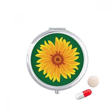 Imagem de Porta-comprimidos de flor de girassol amarelo, caixa de armazenamento de remédios