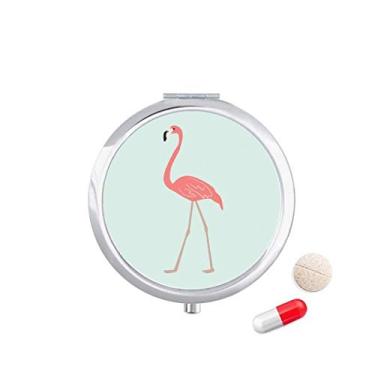 Imagem de Caixa de comprimidos com estampa de flamingo, bolso para guardar remédios