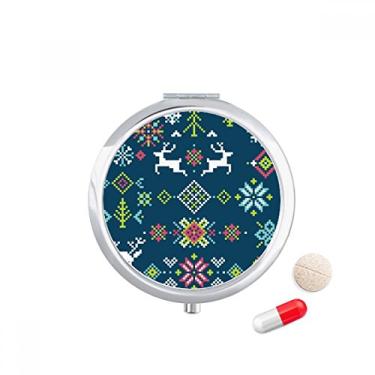 Imagem de Caixa de pílulas de Natal flor veado neve Pixel bolso caixa de armazenamento de medicamentos dispensador de recipiente
