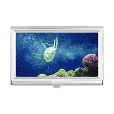 Imagem de Porta-cartões de visita com imagem da natureza da ciência do oceano Jellyfish
