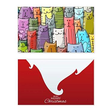 Imagem de Smiling Cartoon Cute Cat Protect Animal Pet Lover Holiday Holiday Merry Christmas Cartões de parabéns Mensagem de Natal