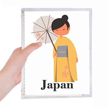 Imagem de Caderno tradicional japonês feminino com estampa de folhas soltas diário recarregável