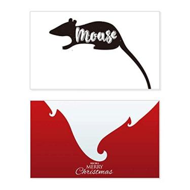 Imagem de Mouse preto e branco Animal Holiday Holiday Merry Christmas Cartões de parabéns Mensagem de Natal